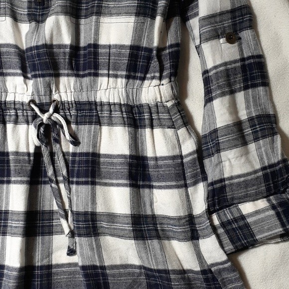Forever 21 flannel shirt dress navy white check small s winter buffalo check xs - Picture 3 of 7